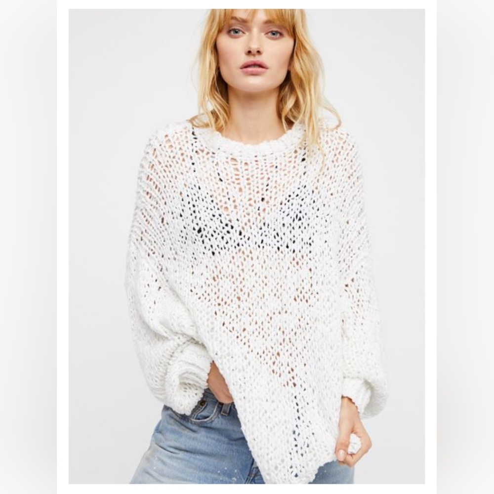 ESPRIT* XXL ladies open weave boho hippy chic free people inspired sweater